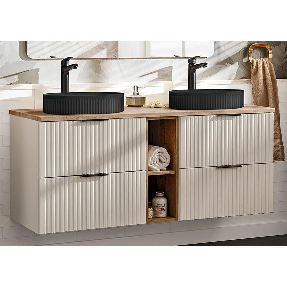 Lomado Doppelwaschtisch Beige 141x70x47 cm