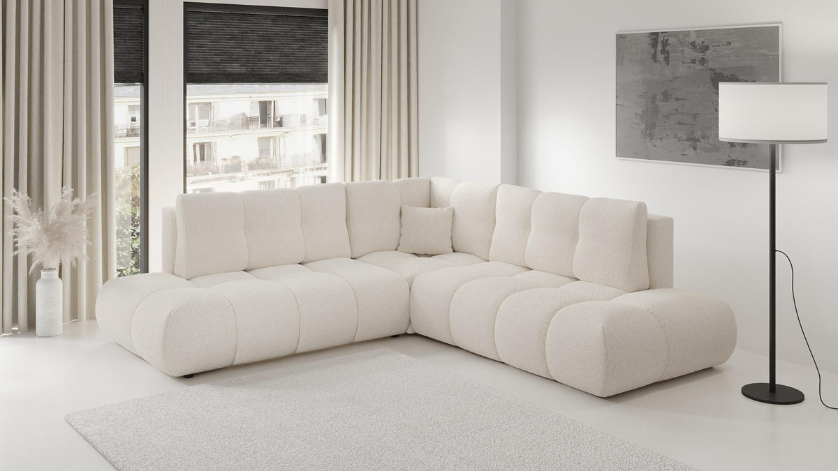 ECKSOFA Ecru SOHI Curio 02 Ausziehbar Mit Schlaffunktion - Ecru, Textil (266.5/266.5cm) - Sepro Meble