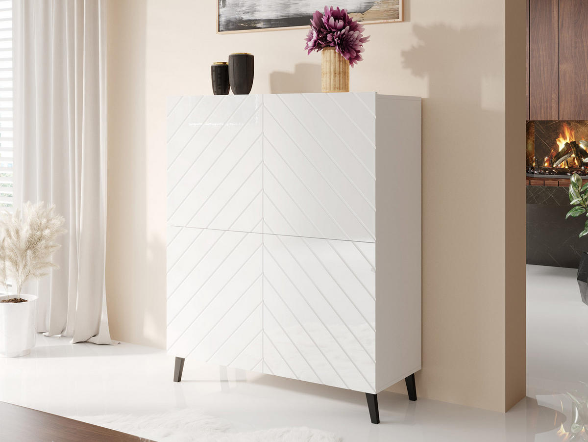 KOMMODE Abeto 100 - Schwarz Hochglanz/Schwarz, Holzwerkstoff/Kunststoff (101/122/40cm) - MIRJAN24