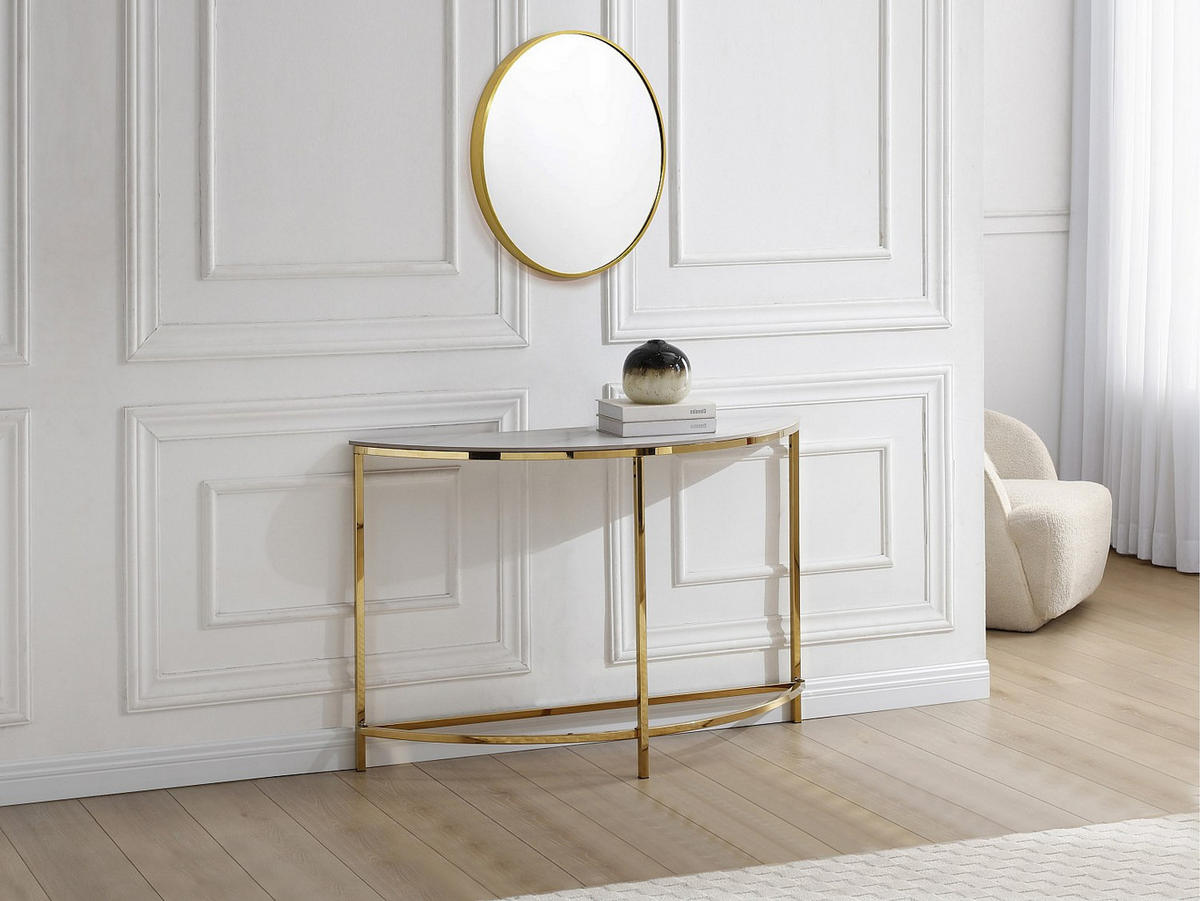 KONSOLENTISCH - 120 cm x 36 cm - Keramik - Weiß, Goldfarben - CYLIAN - Goldfarben/Weiß, Keramik (36/120/79cm) - Vente-Unique