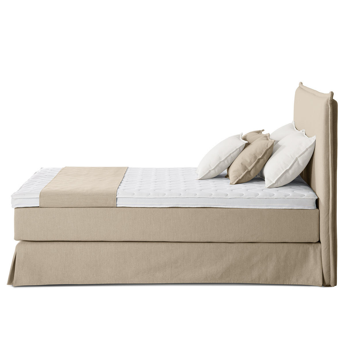 BOXSPRINGBETT mit Husse - Schlammfarben, Textil (160/200cm) - home24