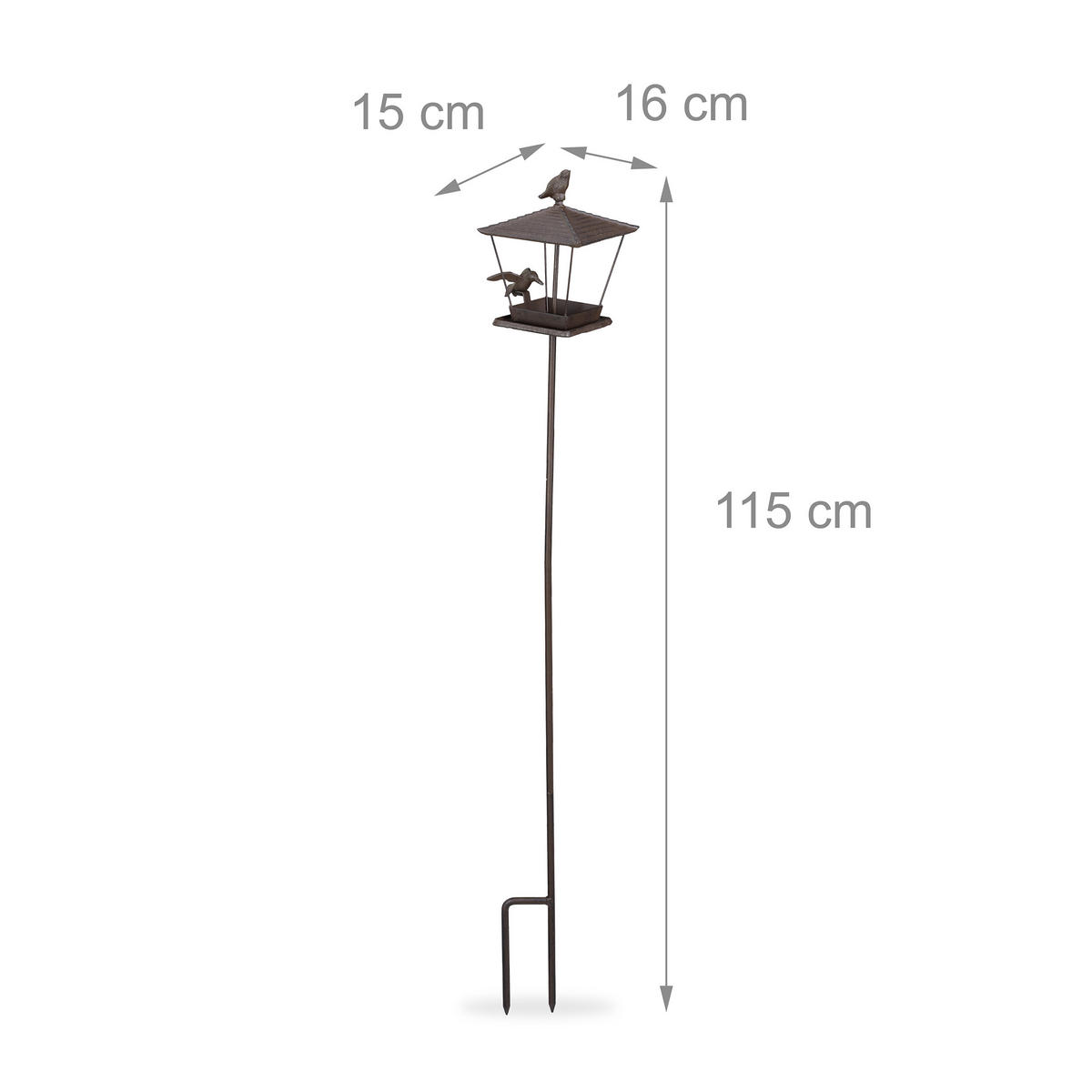 VOGELFUTTERHAUS - Braun, Metall (15/115/16cm) - Relaxdays