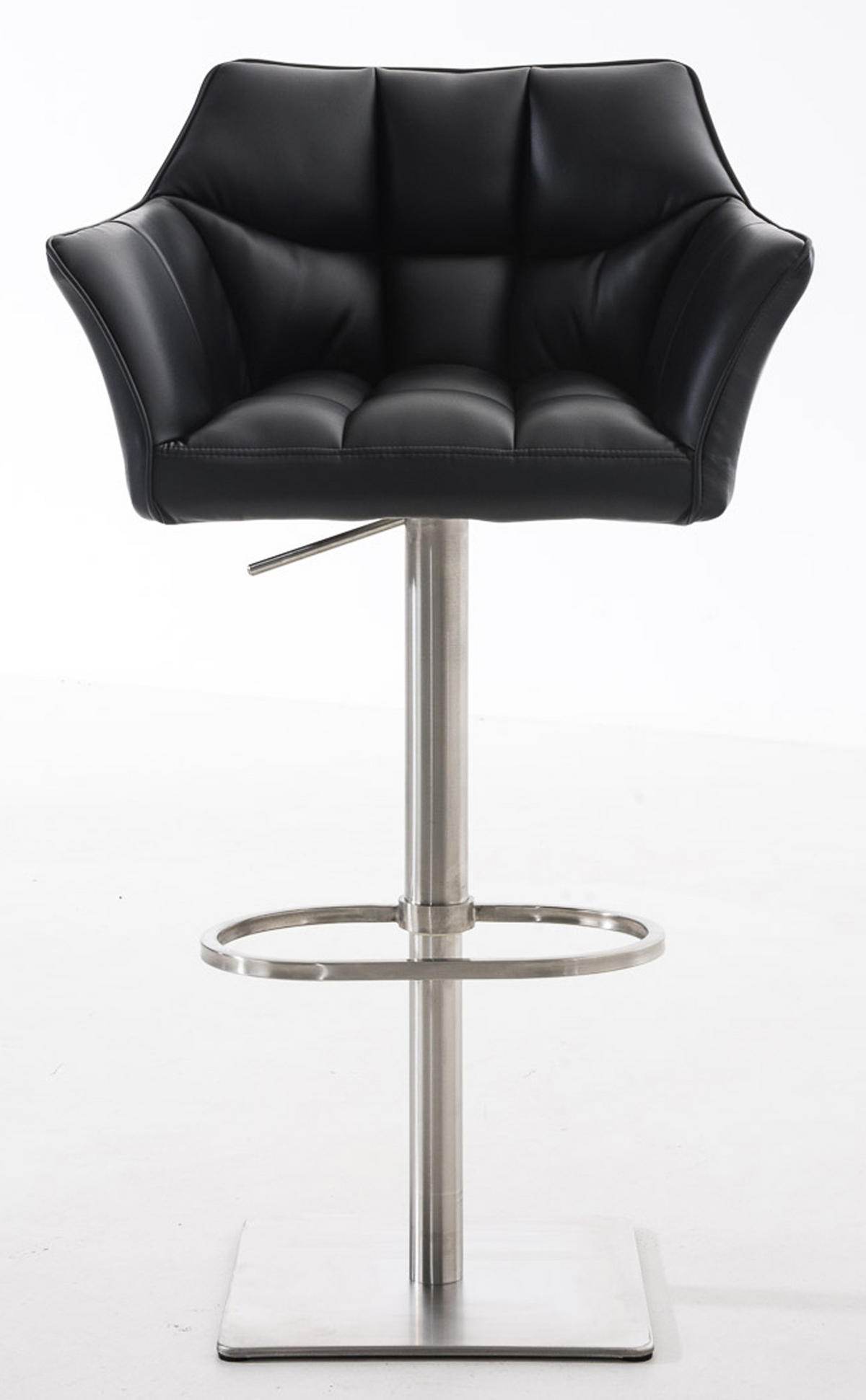 BARHOCKER 2er Set Damaskus Kunstleder edelstahl schwarz - Edelstahlfarben/Schwarz, Kunststoff/Metall (64/110/48cm) - TPFLiving