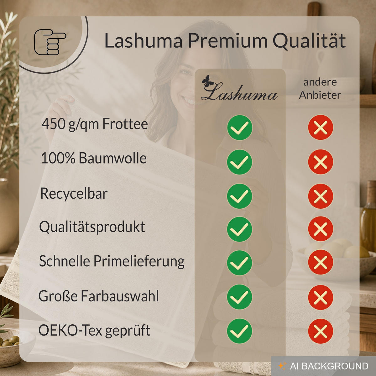 FROTTEE Küchenhandtücher 50x50 cm, 4er Set, Natur - Naturfarben, Textil (50/50cm) - Lashuma