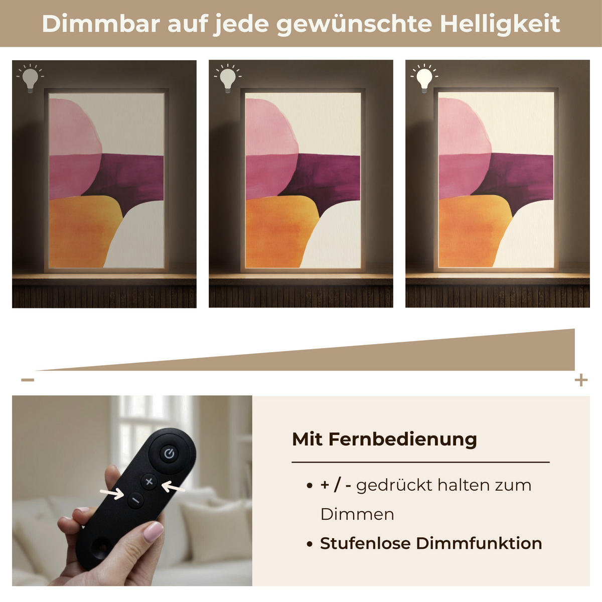 NÁSTĚNNÁ LAMPA S AKUMULÁTOREM Tvary - abstraktní - barevné 40x60 cm - růžová, kompozitní dřevo (40/60/8cm) - OnlyWow