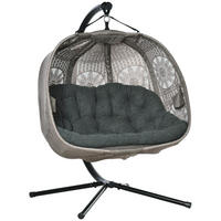 HÄNGESESSEL, Stahl, Polyester, Schwarz - Sandfarben/Schwarz, Kunststoff/Metall (126/172/132cm) - Outsunny