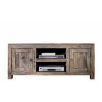 TV-BOARD Sheesham 145x45x60 grau geölt NATURE GREY #41 - Grau, Holz (145/60/45cm) - Massivmoebel24