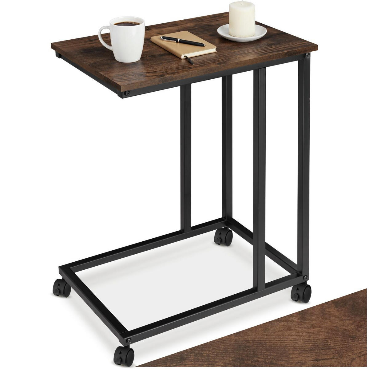 BEISTELLTISCH Luton,48 x 35 x 70 cm,Industrial Holz dunkel, rustikal - Rostfarben, Holz (48/35/70cm) - tectake