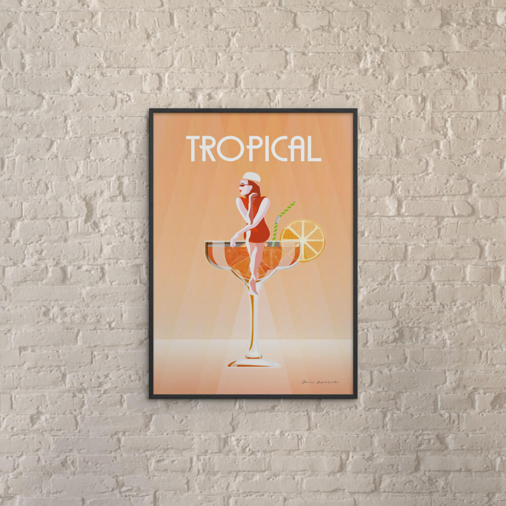 POSTER mit Rahmen Wild Apple - Tropical Drink - Schwarz/Orange, Holz/Papier (70/100cm) - Poster&Frame