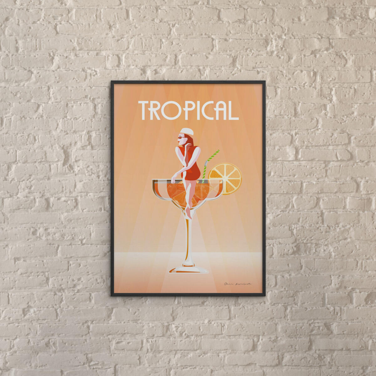 POSTER mit Rahmen Wild Apple - Tropical Drink - Schwarz/Orange, Holz/Papier (70/100cm) - Poster&Frame