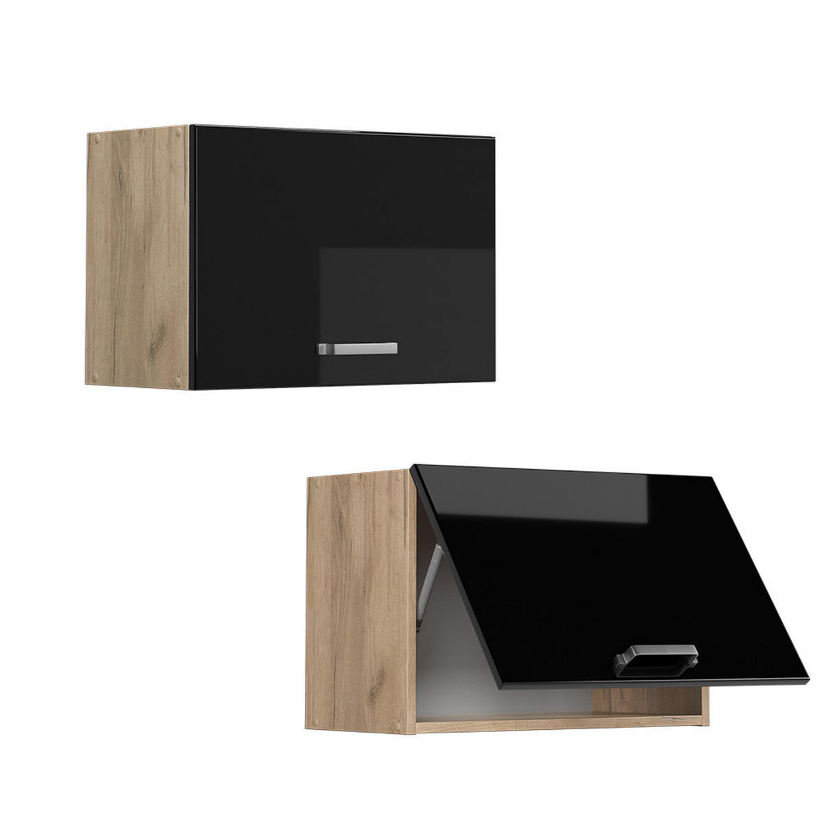 HÄNGESCHRANK R-Line Schwarz Hochglanz 60 cm Flach - Honigeiche/Schwarz Hochglanz, Holzwerkstoff (60/40/31cm) - Vicco