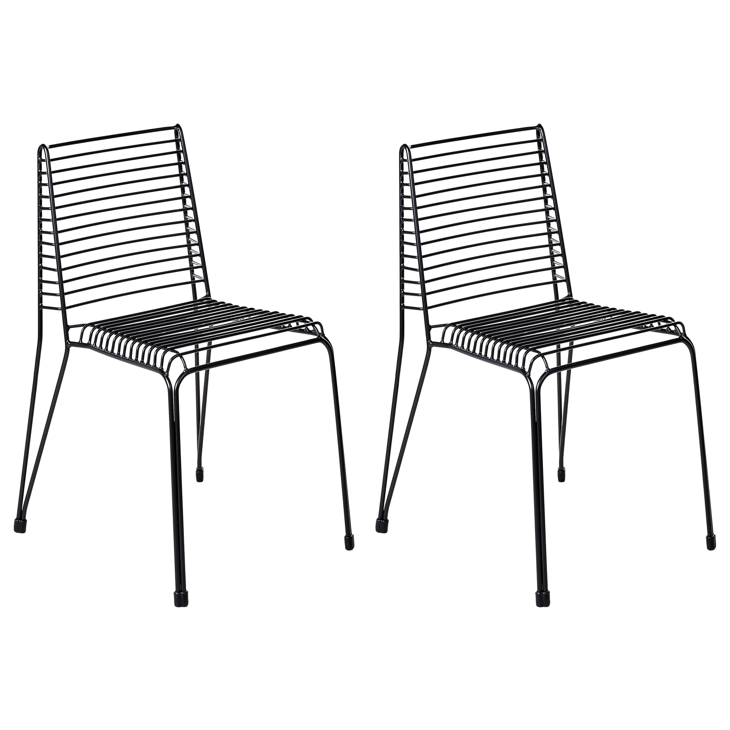 GARTENSTUHL 2er-Set Metall Schwarz Chieve - Schwarz, Metall (49/80/57cm) - Beliani
