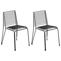 GARTENSTUHL 2er-Set Metall Schwarz Chieve - Schwarz, Metall (49/80/57cm) - Beliani