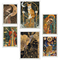 POSTER Set Mit 6 Tarotkarten Kartomantie Arcana A3 & A4 Weißer Rahmen - Weiß, Papier (29/3cm) - Nacnic