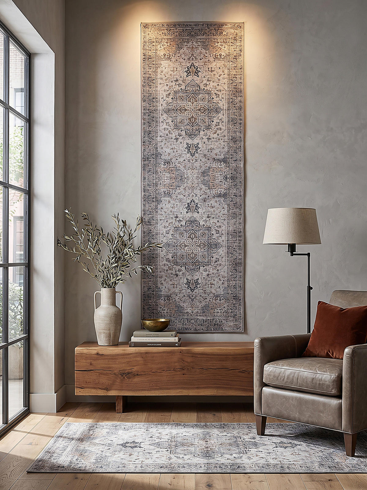LÄUFER waschbar, mit Medaillon, VERNANTE in Beige-Grau, 80 x 150 cm - Beige, Textil (80/150cm) - KADIMA DESIGN