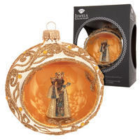 CHRISTBAUMKUGEL Reflex Eislack mit Schwarzer Madonna Goldfarbig 10cm (Glas / 1 Stk.) - Goldfarben, Glas (10/10/10cm) - Krebs Glas Lauscha