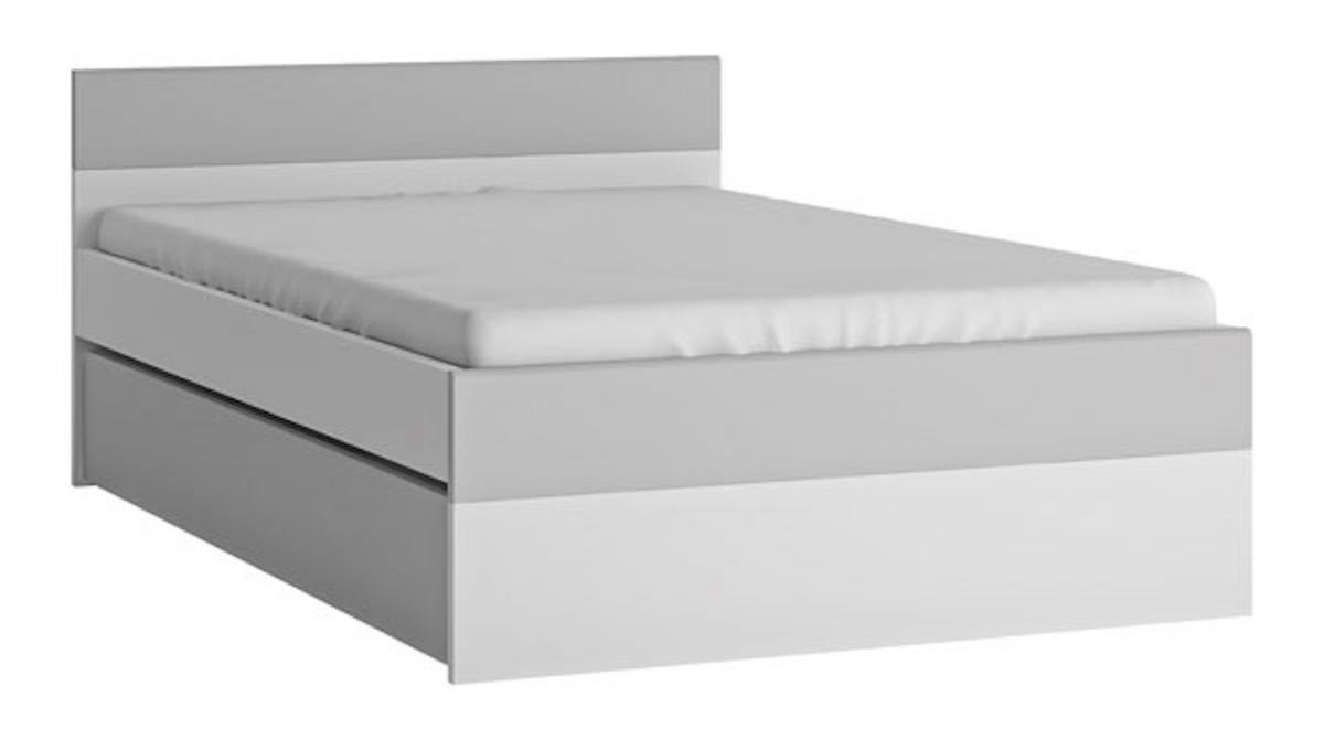 BETT Albi weiß / grau Hochglanz 120 / 200 / 75cm - Weiß/Grau, Holz/Holzwerkstoff (120/200cm) - Furnival