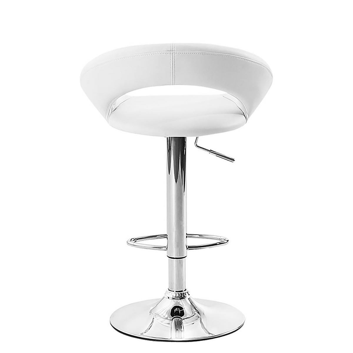 BARSTUHL - Metall / Kunstleder - Chromfarben/Weiß, Leder/Kunststoff (55/82/51cm) - home24