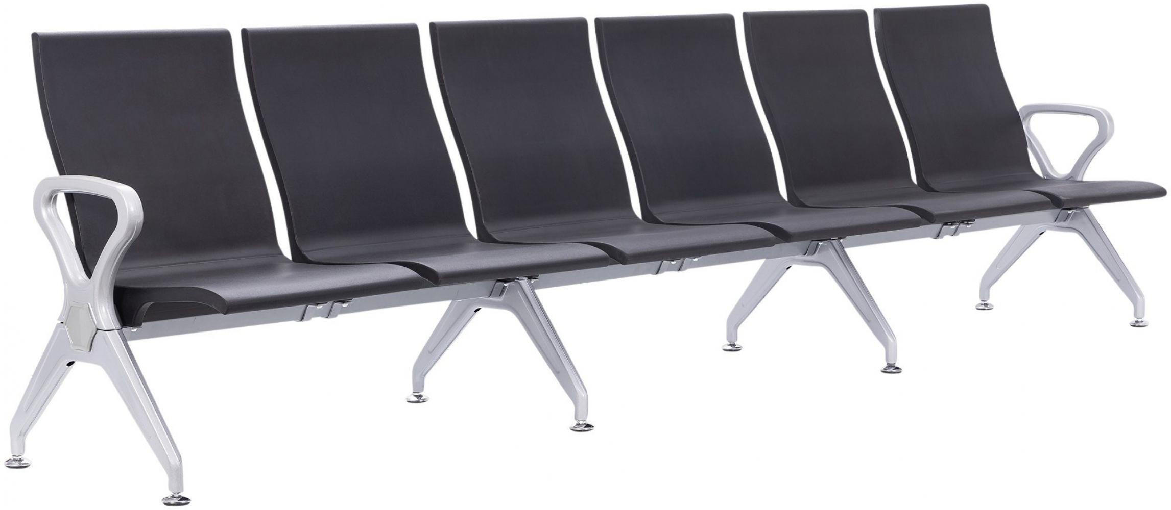 WARTEBANK Kunststoff Schwarz - Schwarz/Grau, Kunststoff/Metall (338/89/59cm) - CLP