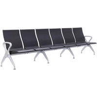 WARTEBANK Kunststoff Schwarz - Schwarz/Grau, Kunststoff/Metall (338/89/59cm) - CLP