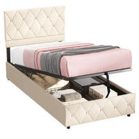 POLSTERBETT 90/190 cm mit Bettkasten in Beige Samt, ohne Matratze - Beige, Holzwerkstoff/Textil (90/190cm) - WISHDOR