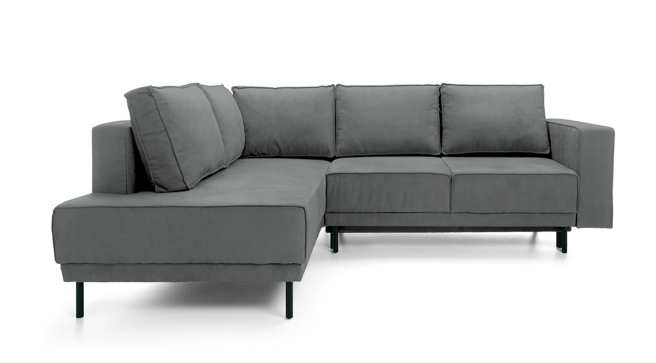 ECKSOFA Rodario Dunkelgrau Velours - Dunkelgrau/Schwarz, Textil/Metall (247/187cm) - Selsey