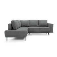 ECKSOFA Rodario Dunkelgrau Velours - Dunkelgrau/Schwarz, Textil/Metall (247/187cm) - Selsey