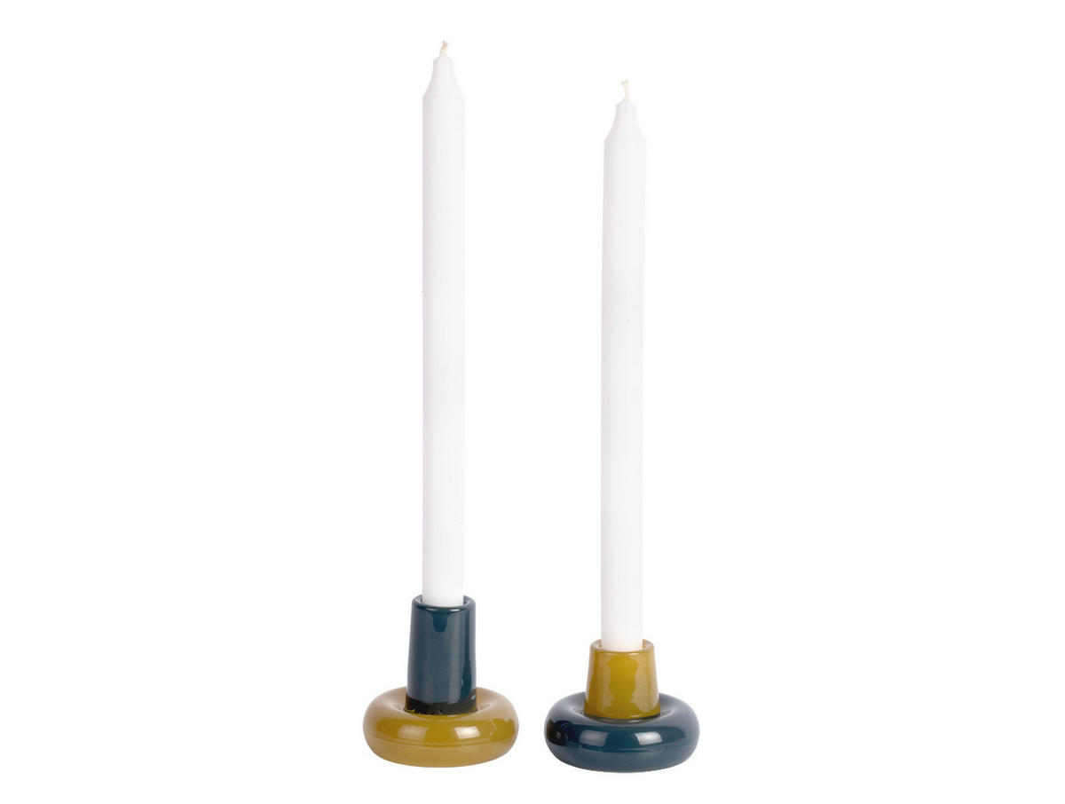 KERZENSTÄNDER Set Firenze - Blau/Grün - 8 cm - Blau, Glas (2/8/2cm) - Present Time
