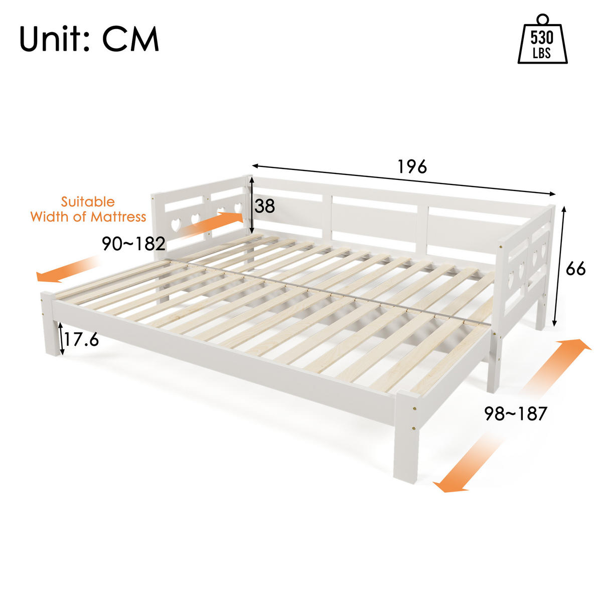 TAGESBETT 90/190 cm Weiß aus Kiefer massiv mit 2 Schlafgelegenheit - Weiß, Holzwerkstoff (90/190cm) - OKWISH