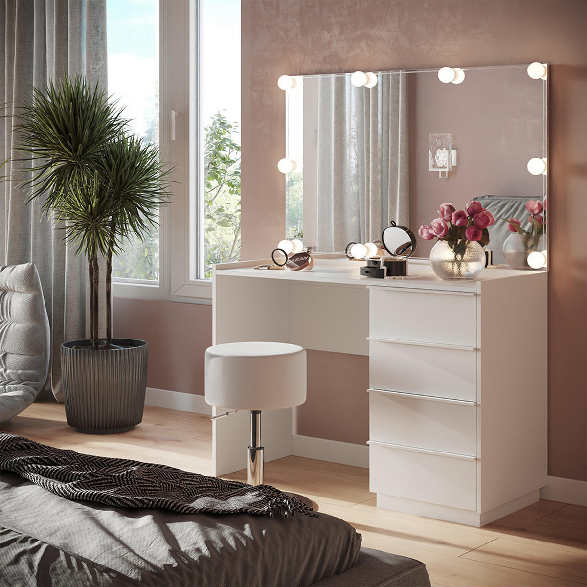 TOALETNÍ STOLEK Viktoria Bílá - bílá, kompozitní dřevo (110/77.2/45cm) - Vicco