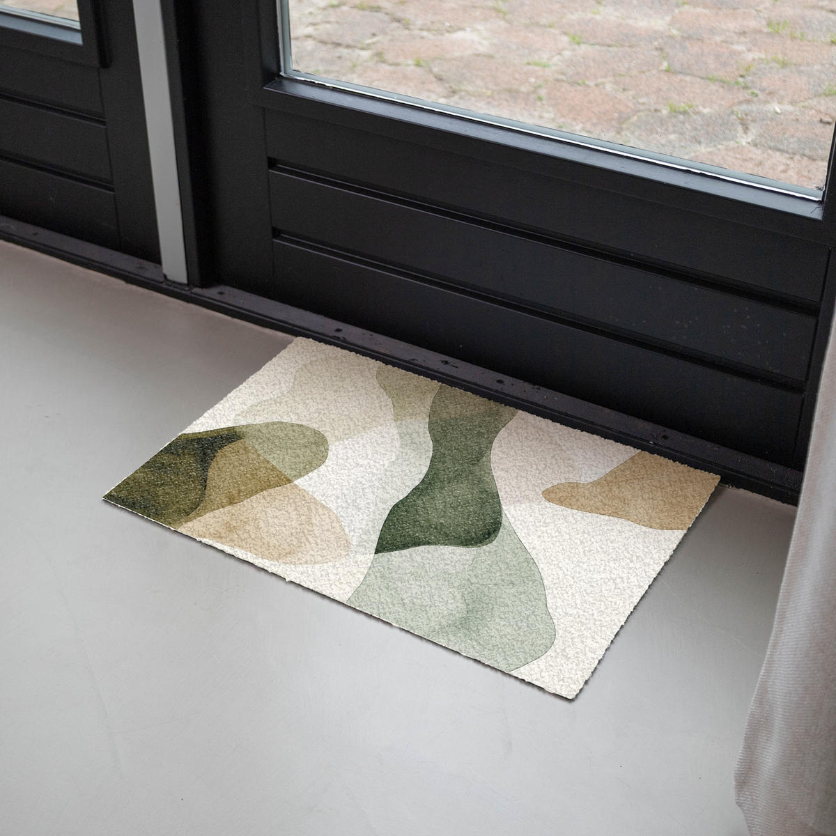 ROHOŽKA Japandi - Abstraktní - Zelená 60x40 cm - různobarevná, plast/umělá hmota (60/0.4cm) - MuchoWow