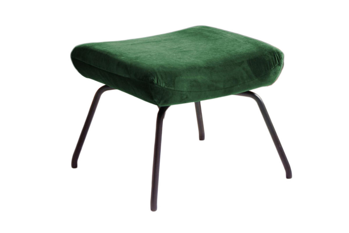 HOCKER LOTTE Smaragdgrün Velvet - Smaragdgrün, Textil/Metall (57/44/52cm) - KAWOLA