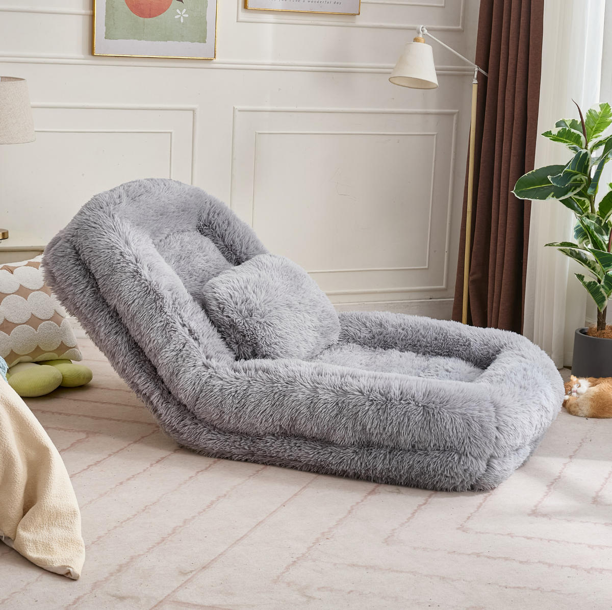 BODENSOFA 5-fach verstellbar 102 x 89 x 88 cm Hellgrau - Hellgrau, Kunststoff (89/88/102cm) - Beauniv