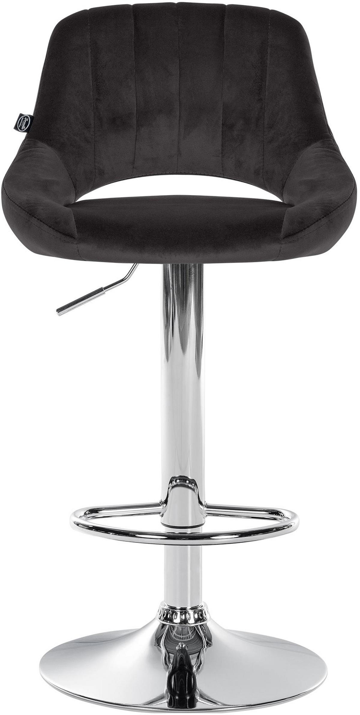 BARHOCKER Milos Samt chrom schwarz - Chromfarben/Schwarz, Textil/Metall (47/106/48cm) - TPFLiving