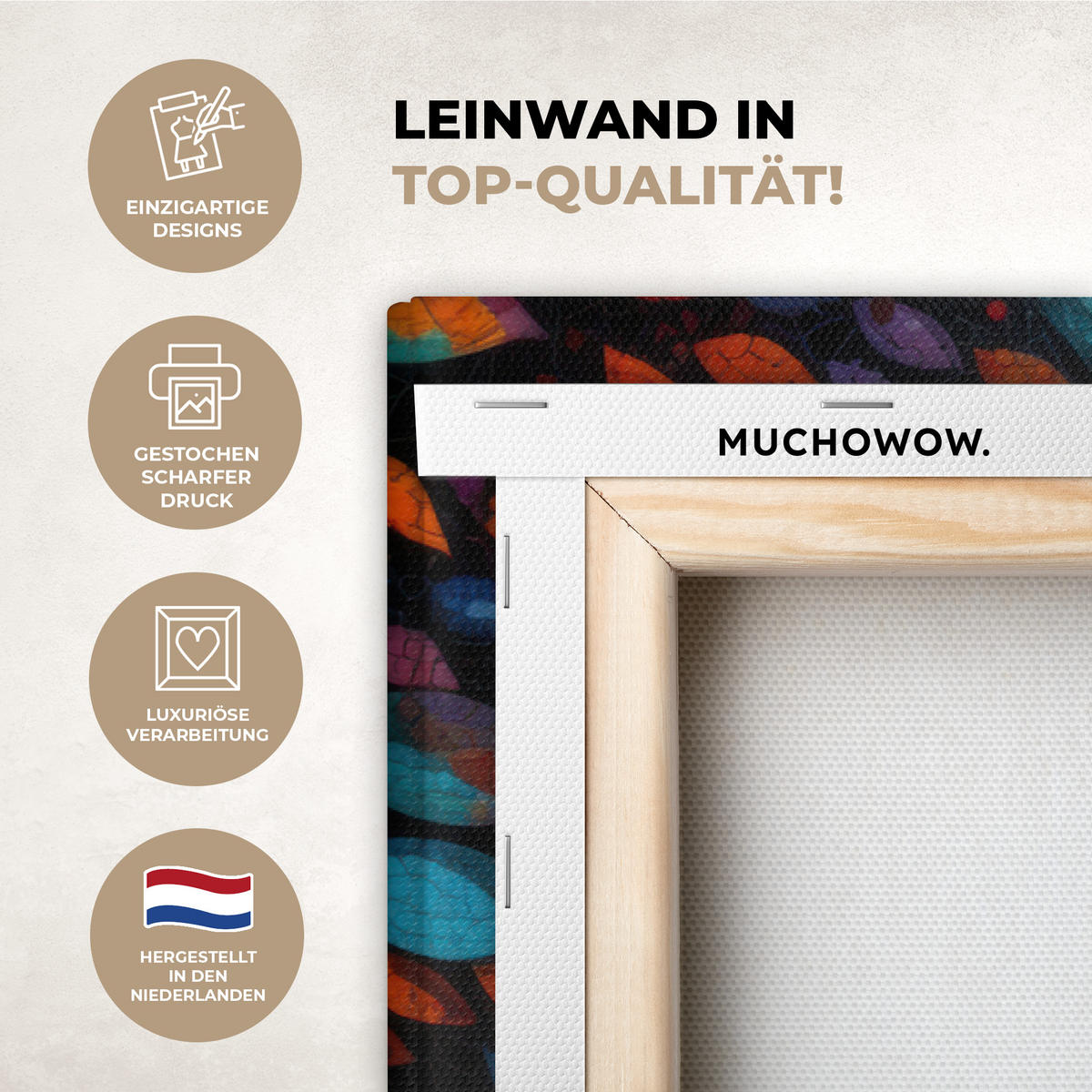 LEINWANDBILD Mosaik - Bunt - Baum - Äste Groß 140x90 cm - Multicolor, Textil (140/90cm) - MuchoWow