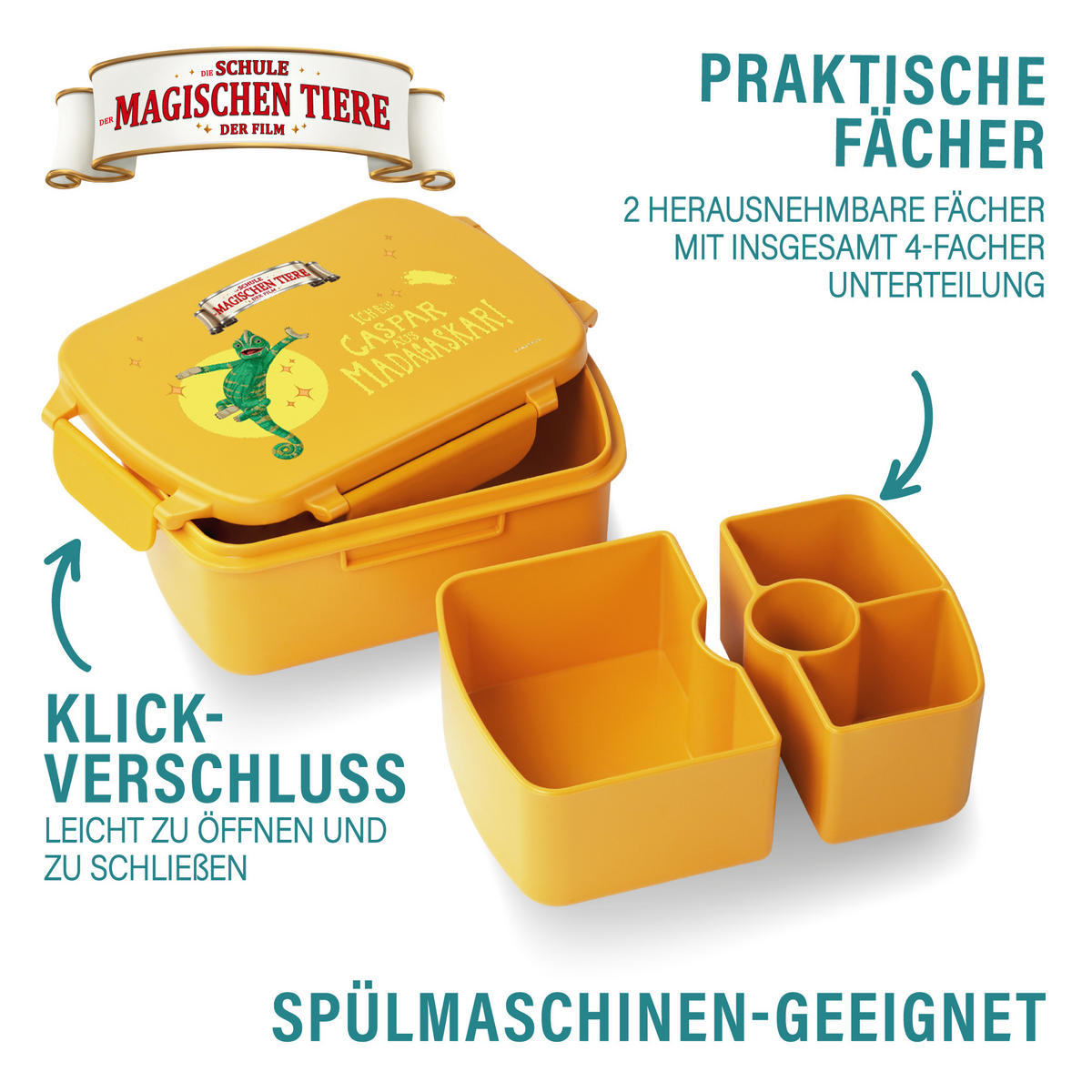 BROTDOSE Kinder mit Fächern - Gelb, Kunststoff (15.5/7.2/20.3cm)