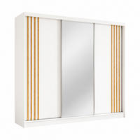 KLEIDERSCHRANK Nila 240 cm Weiß Spiegel 4 Schubladen Griffe silber - Weiß, Holzwerkstoff (240/216/61cm) - KS Home Concept
