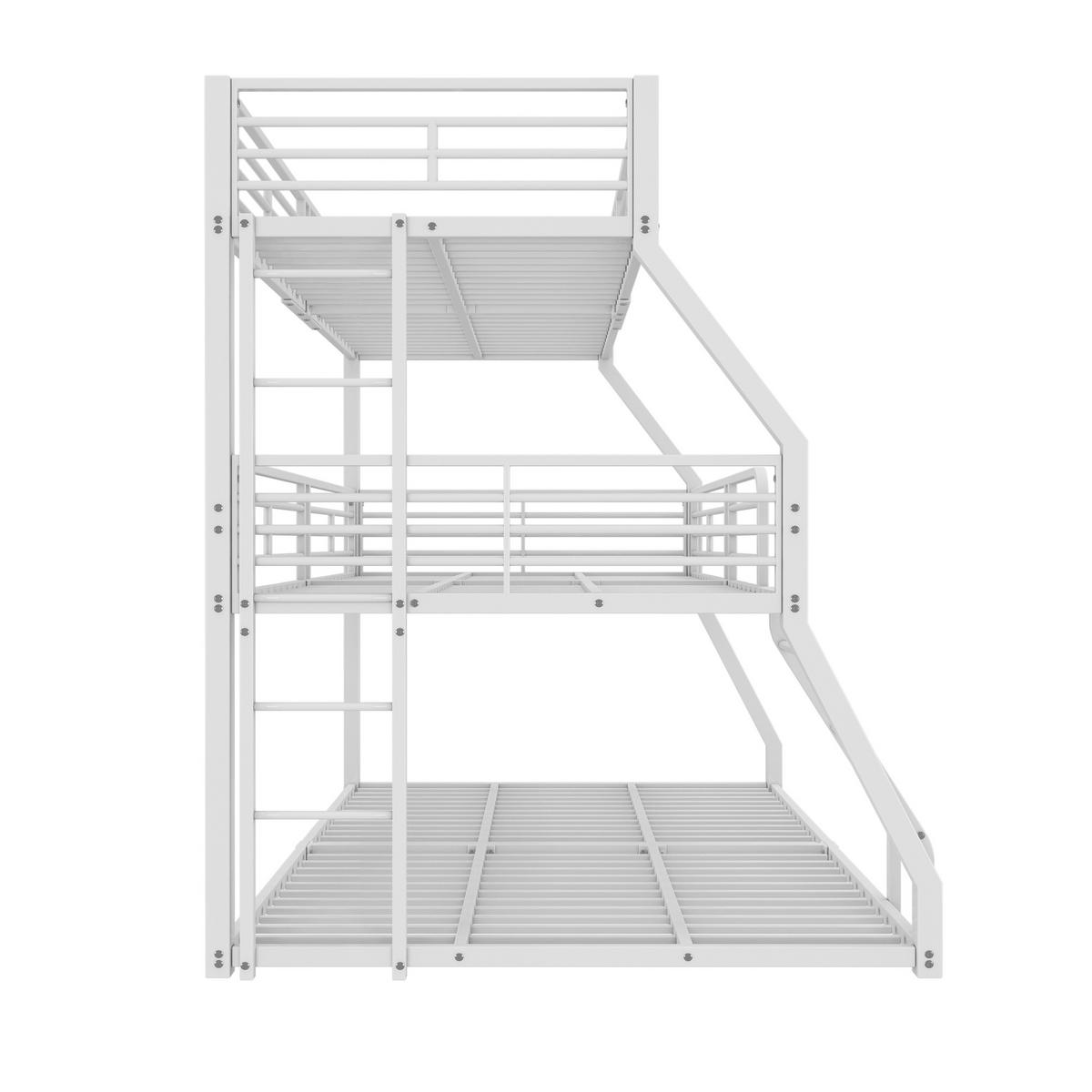 ETAGENBETT 90x200cm + 120x200cm + 140x200cm Weiß Metall Dreifach - Weiß, Metall (140/200cm) - FLIEKS