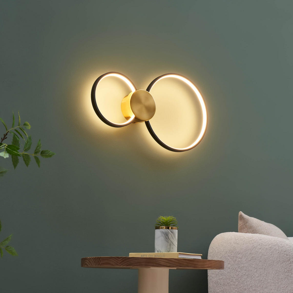 WANDLEUCHTE Alisa, Messing und Schwarz, 52cm - Schwarz, Metall (30/52/52cm) - KOSILUM