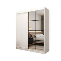 SCHIEBETÜRENSCHRANK MODENA 2 180, 2-türig Kleiderschrank mit 1 Spiegel, Moderne Garderobe, Schrank in Größe: 180 x 216 x 65 cm - Schwarz/Weiß, Holzwerkstoff (180/216/65cm) - O-Sofa