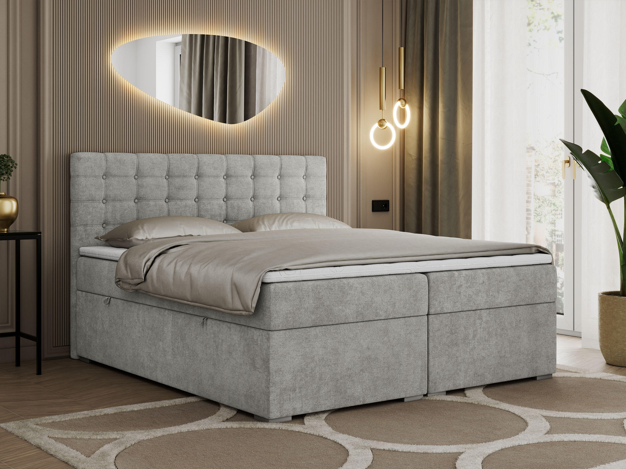 BOXBETT SUSAN 120/200 Hellgrau Struktur - H3 - Hellgrau, Holz/Textil (120/200cm) - MKS