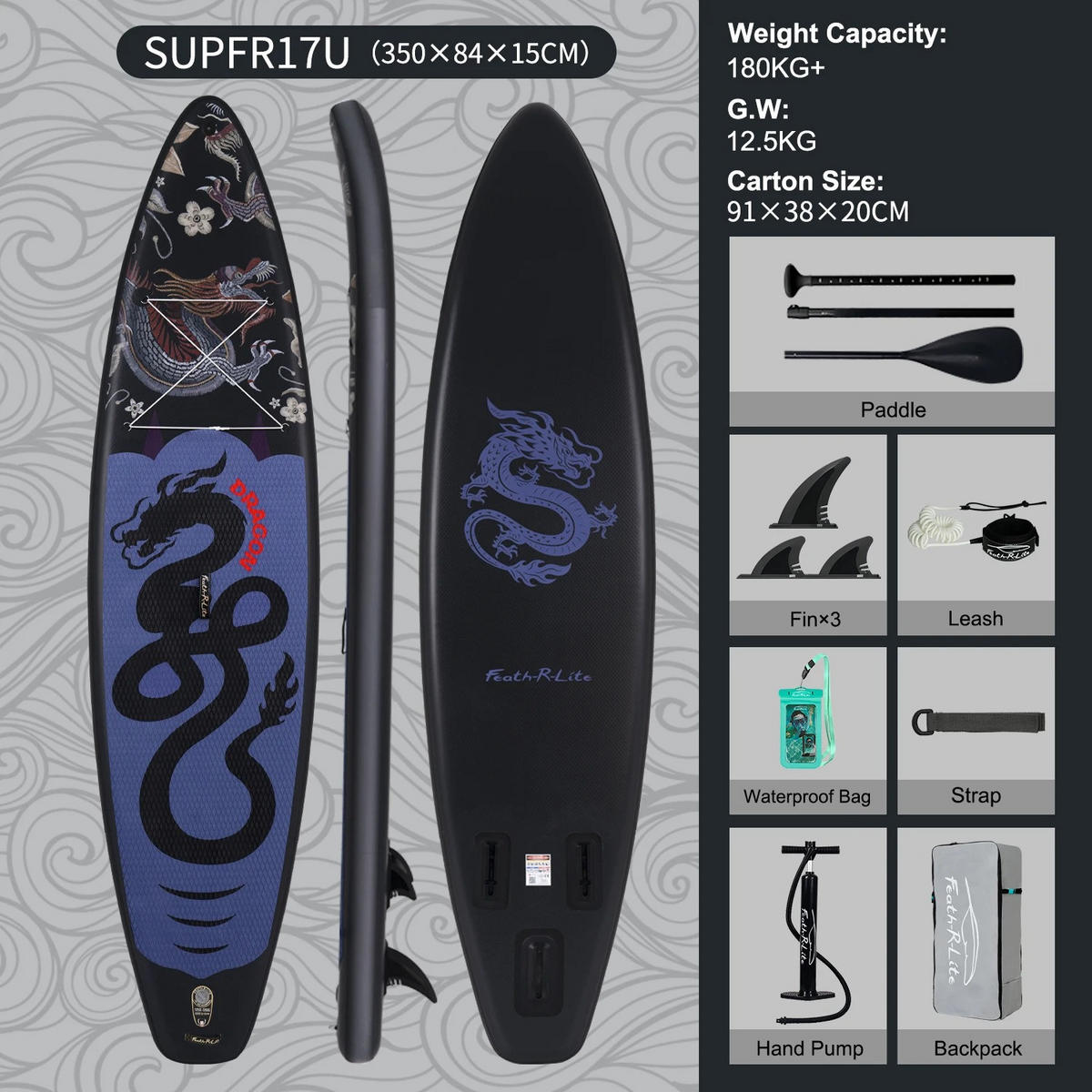 STAND-UP PADDLE BOARD FR17U - Schwarz, Kunststoff (84/350cm) - Kaket