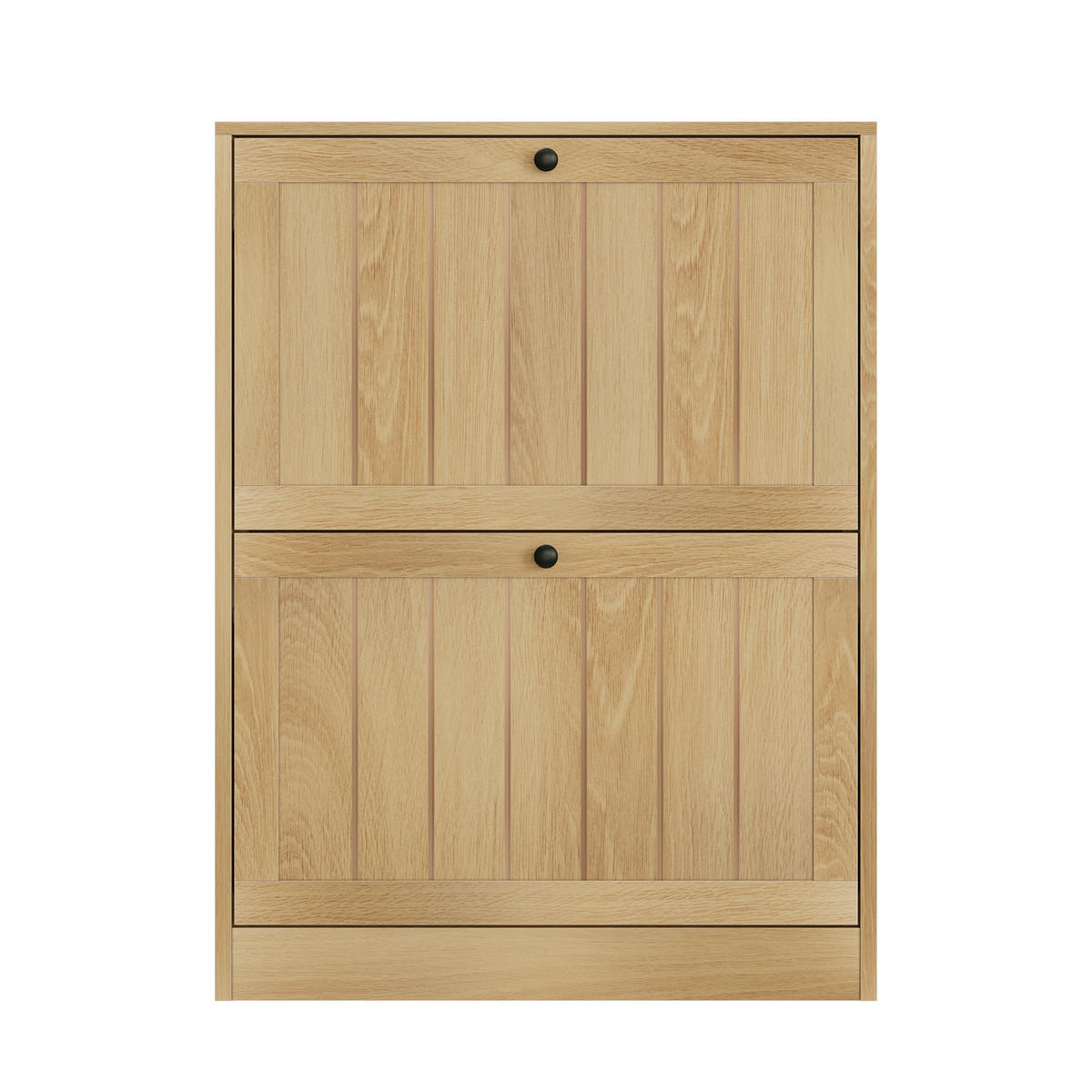 BOTNÍK v barvě dubu se 2 výklopnými přihrádkami, styl Mid-Century - barva dubu, kompozitní dřevo (60/80/24cm) - Urban Meuble