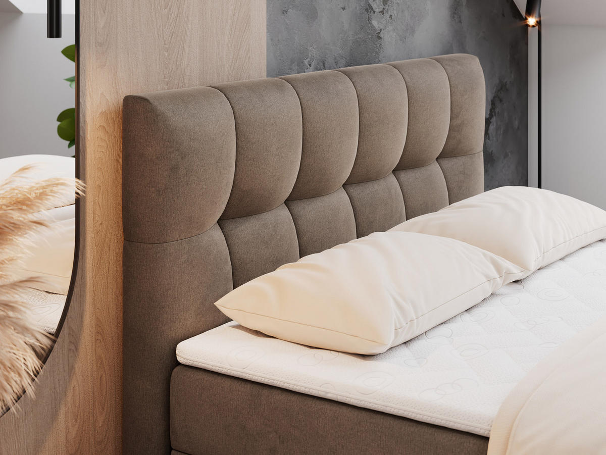 BOXBETT RICO 120/200 Braun Velvet - H4 - Braun, Holz/Textil (120/200cm) - MKS