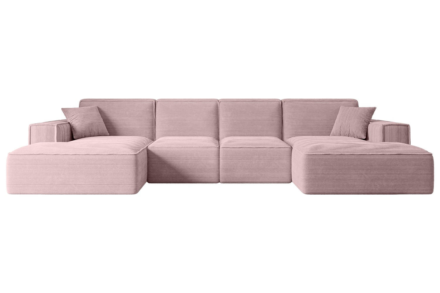 WOHNLANDSCHAFT SIERRA-U - 344x165x73 cm Rosa Cord - Schwarz/Rosa, Holzwerkstoff/Kunststoff (344/73/165cm) - ALTDECOR