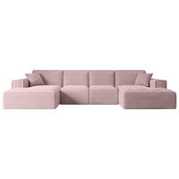 WOHNLANDSCHAFT SIERRA-U - 344x165x73 cm Rosa Cord - Schwarz/Rosa, Holzwerkstoff/Kunststoff (344/73/165cm) - ALTDECOR