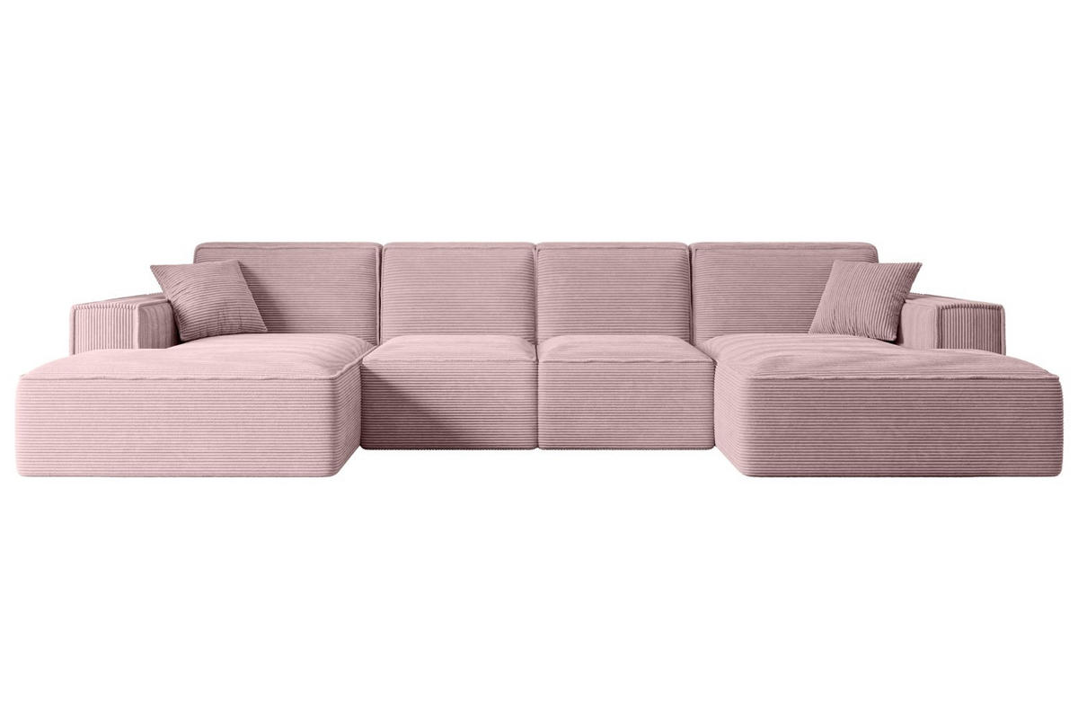 WOHNLANDSCHAFT SIERRA-U - 344x165x73 cm Rosa Cord - Schwarz/Rosa, Holzwerkstoff/Kunststoff (344/73/165cm) - ALTDECOR