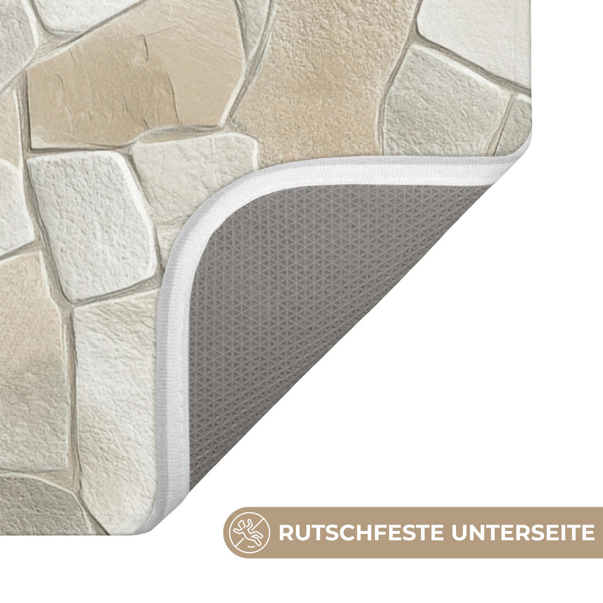 KÚPEĽŇOVÁ PREDLOŽKA Mozaika - Kamienky - béžová 60x90 cm - krémová/béžová, textil/plast (60/90cm) - OnlyWow