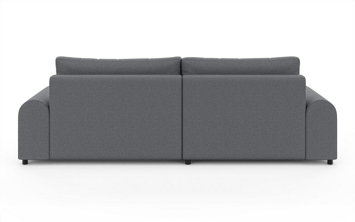 ECKSOFA mit Schlaffunktion, Bettkasten, extrabreite Ottomane links, abgerundete Armlehnen, B240/T145/H81 cm, Strukturstoff Dunkelgrau / 21034 - Dunkelgrau/Schwarz, Kunststoff/Textil (240/145cm) - luma-home