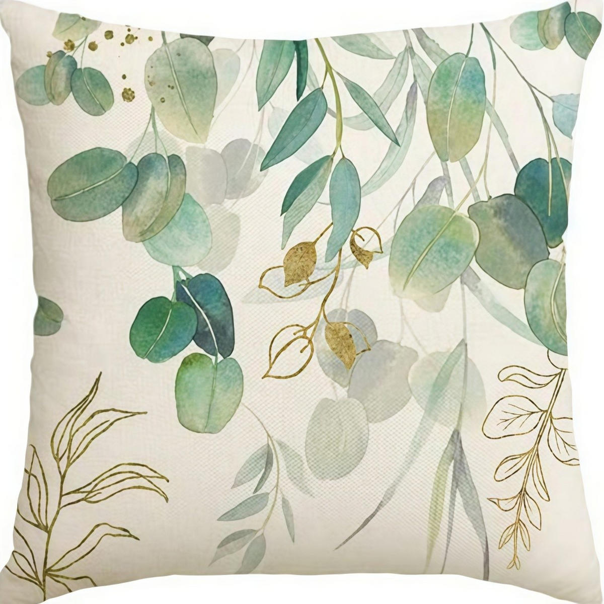 KISSENHÜLLE 4er Set, Eukalyptus Gold, Leinen, Warm Home, 45x45cm - Beige, Textil (45/45cm) - Authentics